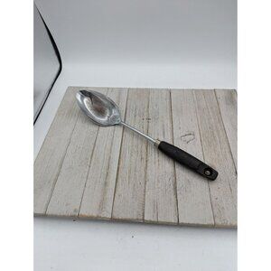 Ekco Chromium Plated Solid Serving Spoon 12" Black Wood Handle